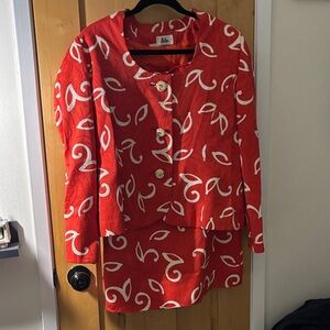 Helga Vintage Red and White Jacket and Skirt Set